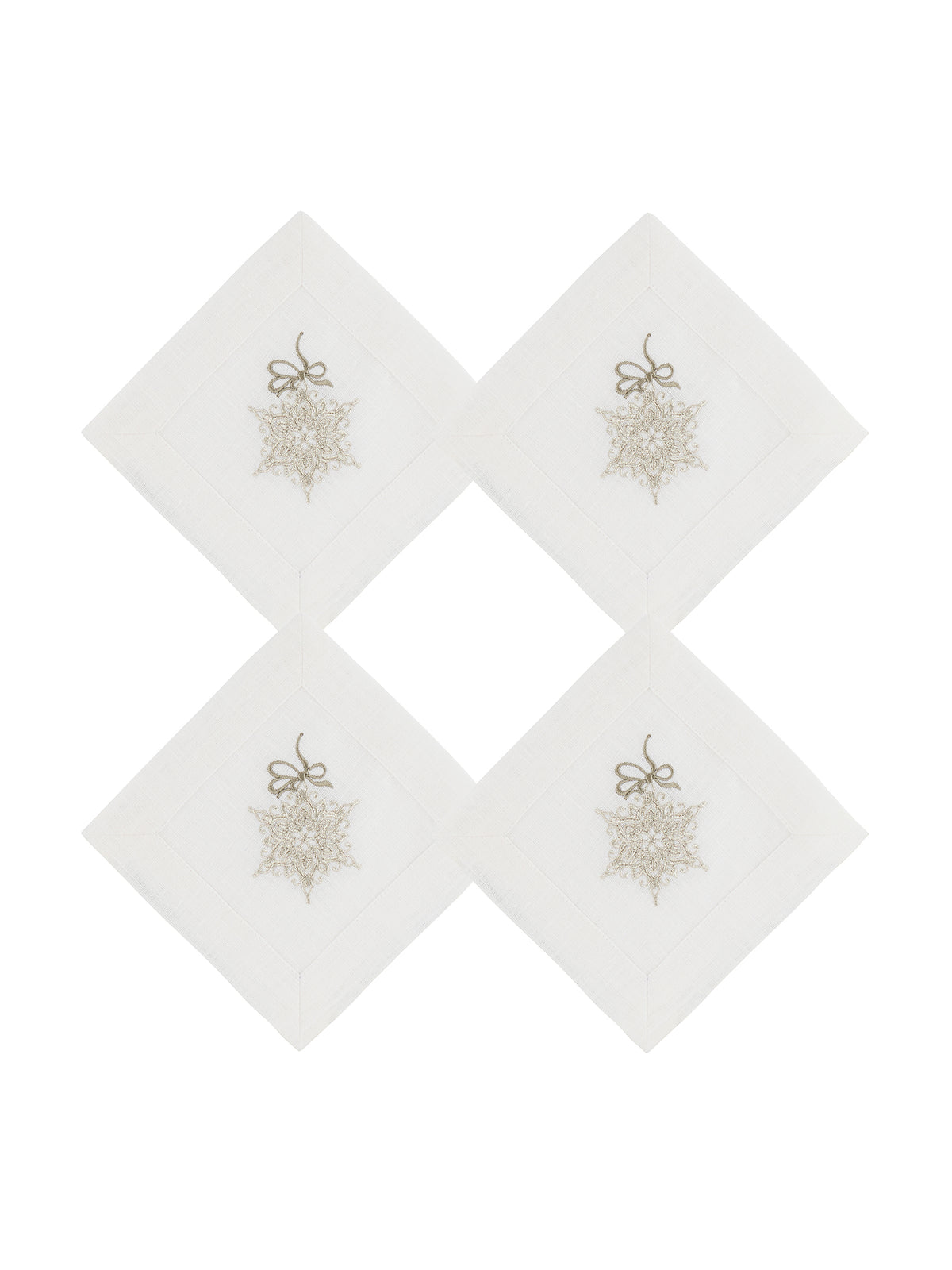 Snowflake White Cocktail Napkin Set of Four Weston Table