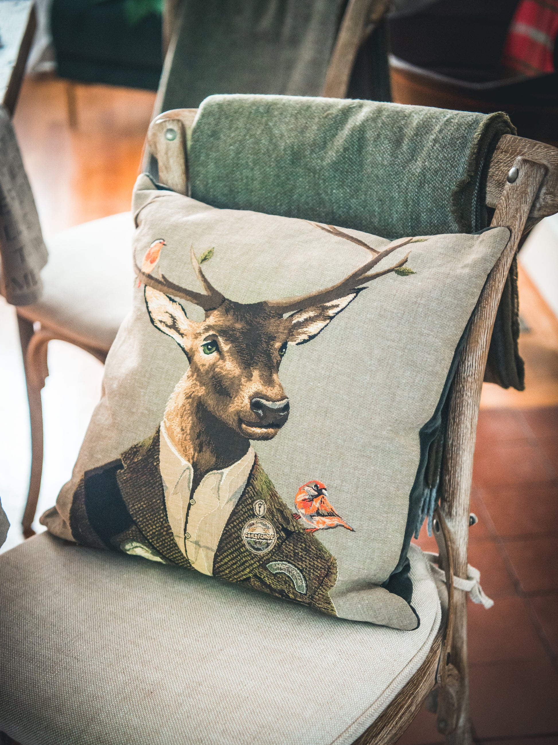 Stag Pillow with Tweed Lapel Weston Table