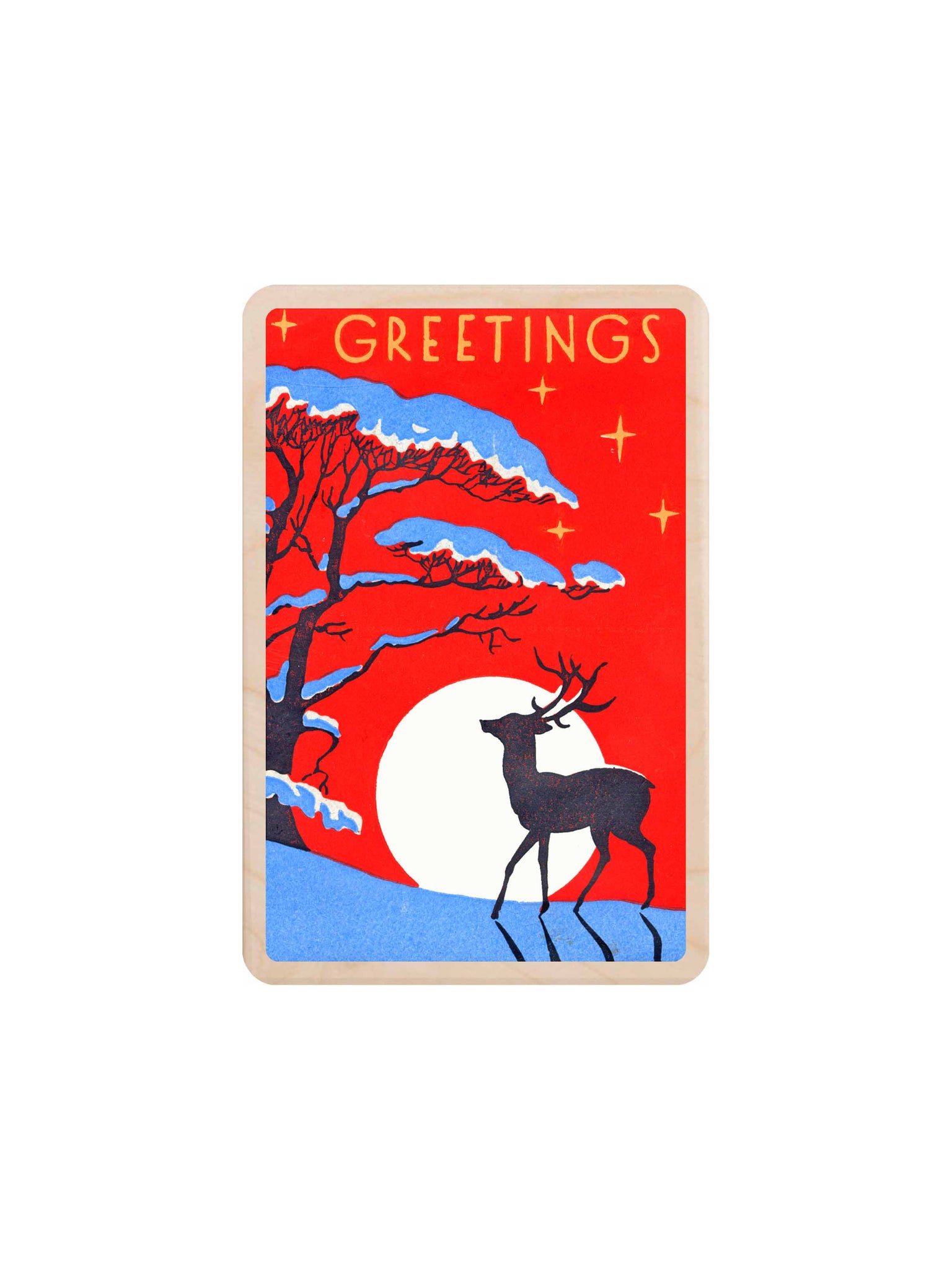 Stag Greetings Wooden Postcard Weston Table