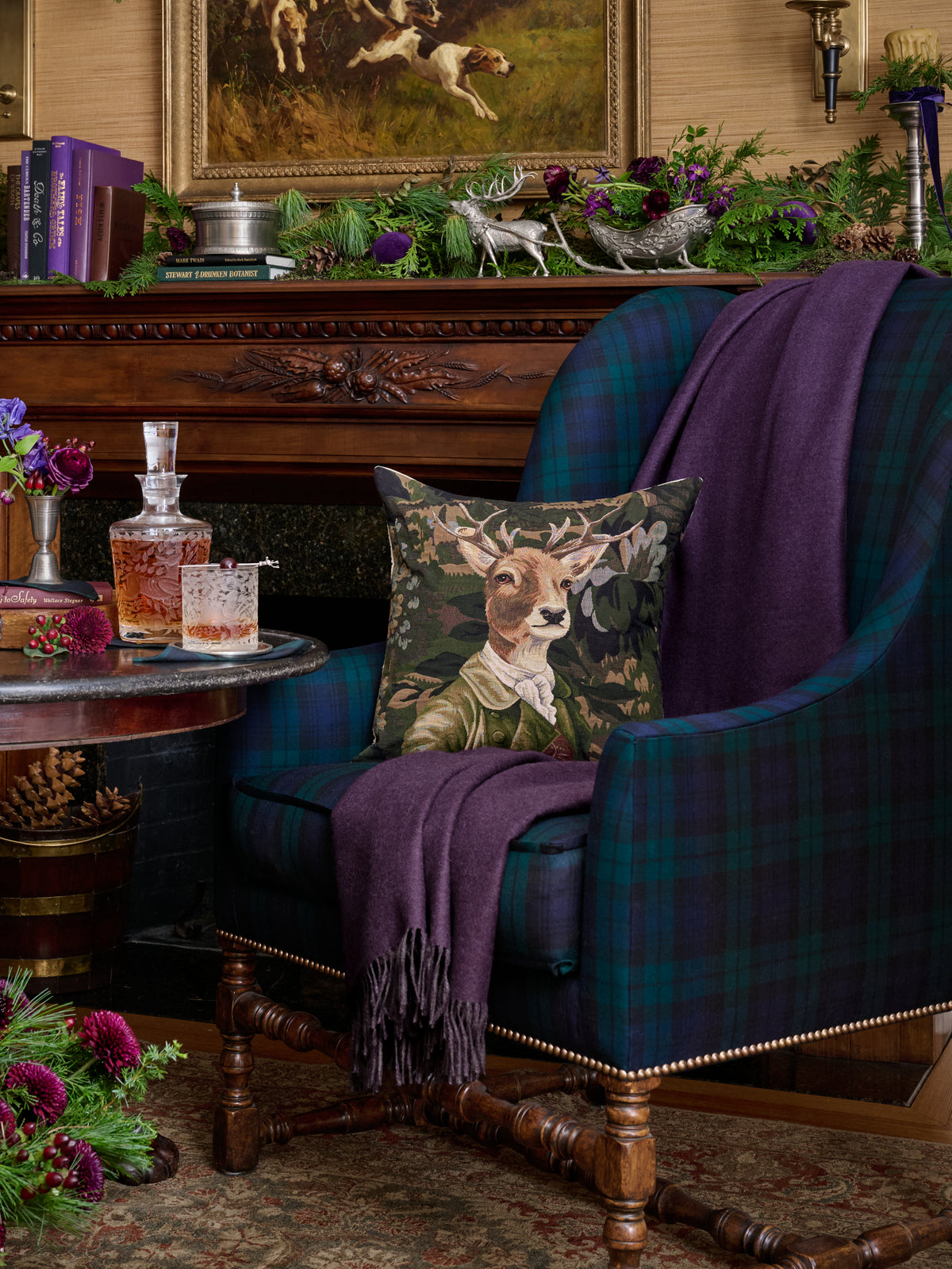 Stag with Green Jacket Pillow Weston Table