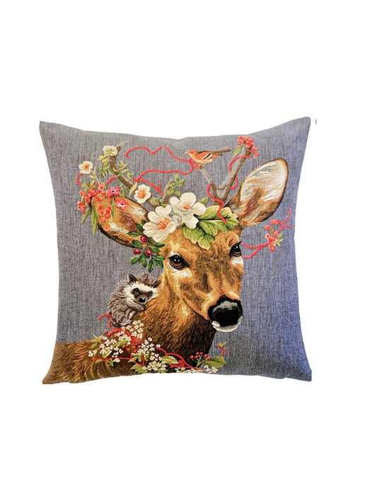 Woodland Stag with Raccoon Pillow