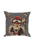 Stag with Ski Goggles Jacquard Pillow