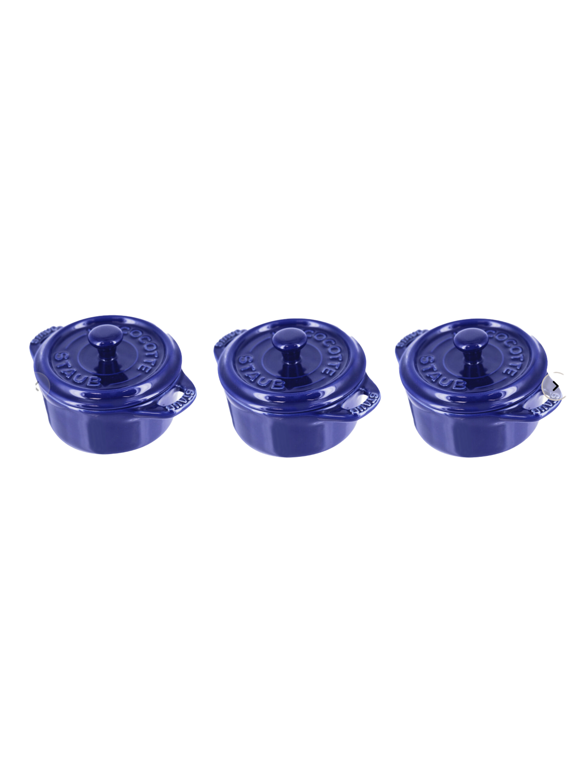 Staub Ceramic Mini 3 Piece Set Dark Blue Weston Table