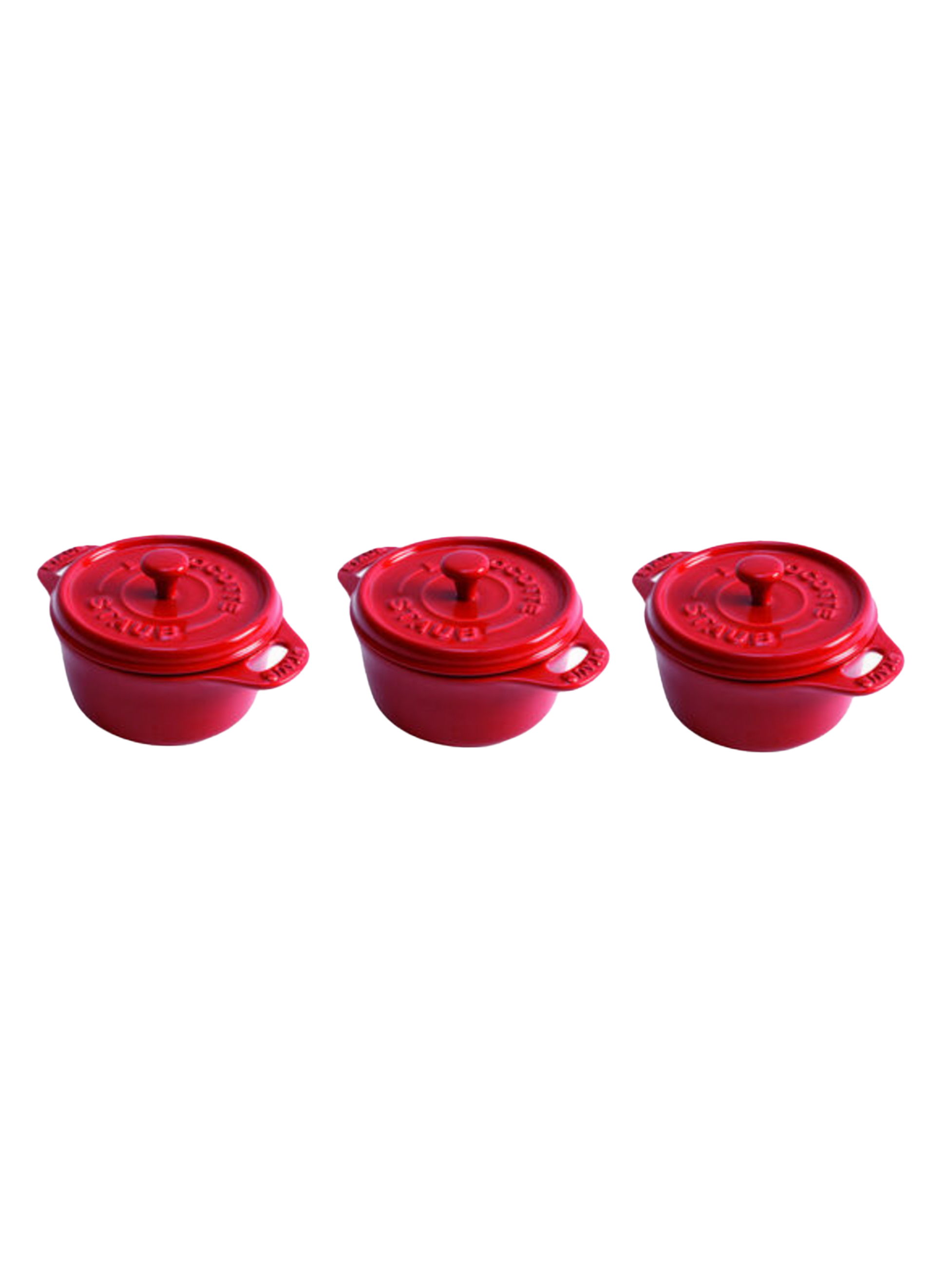 Staub Ceramic Mini 3 Piece Set Cherry Weston Table