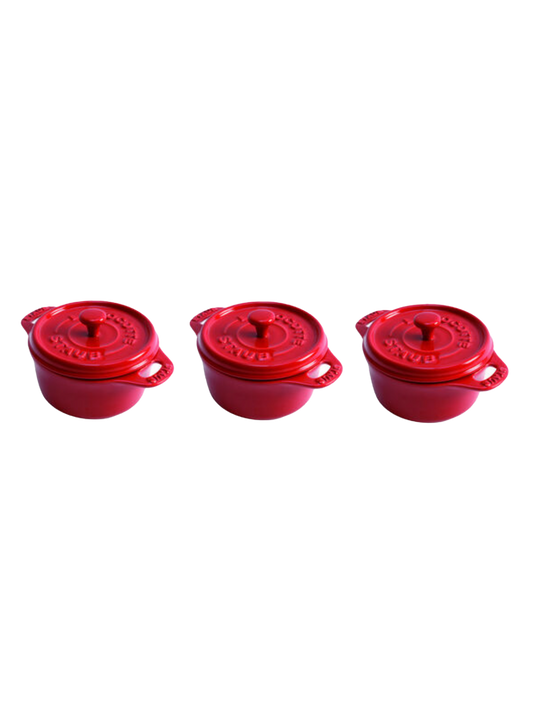 Staub Ceramic Mini 3 Piece Set Cherry Weston Table