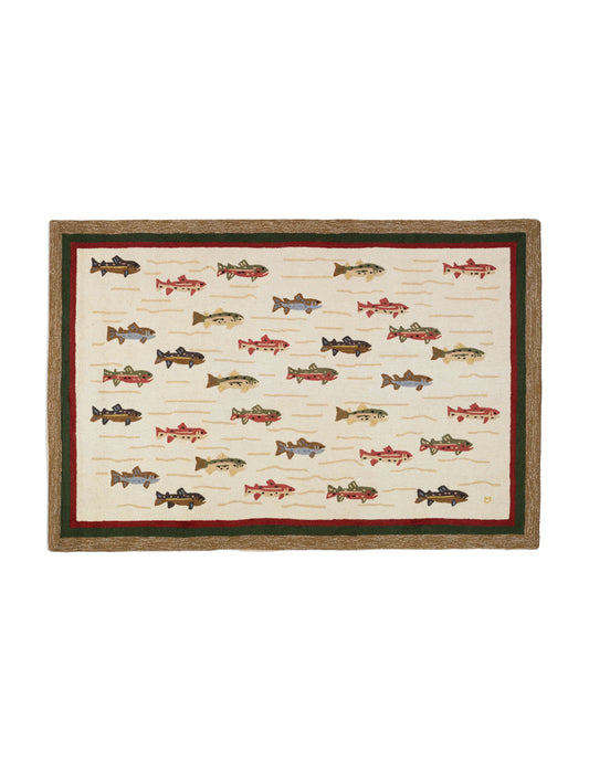Summer Trout Hooked Wool Rug Weston Table