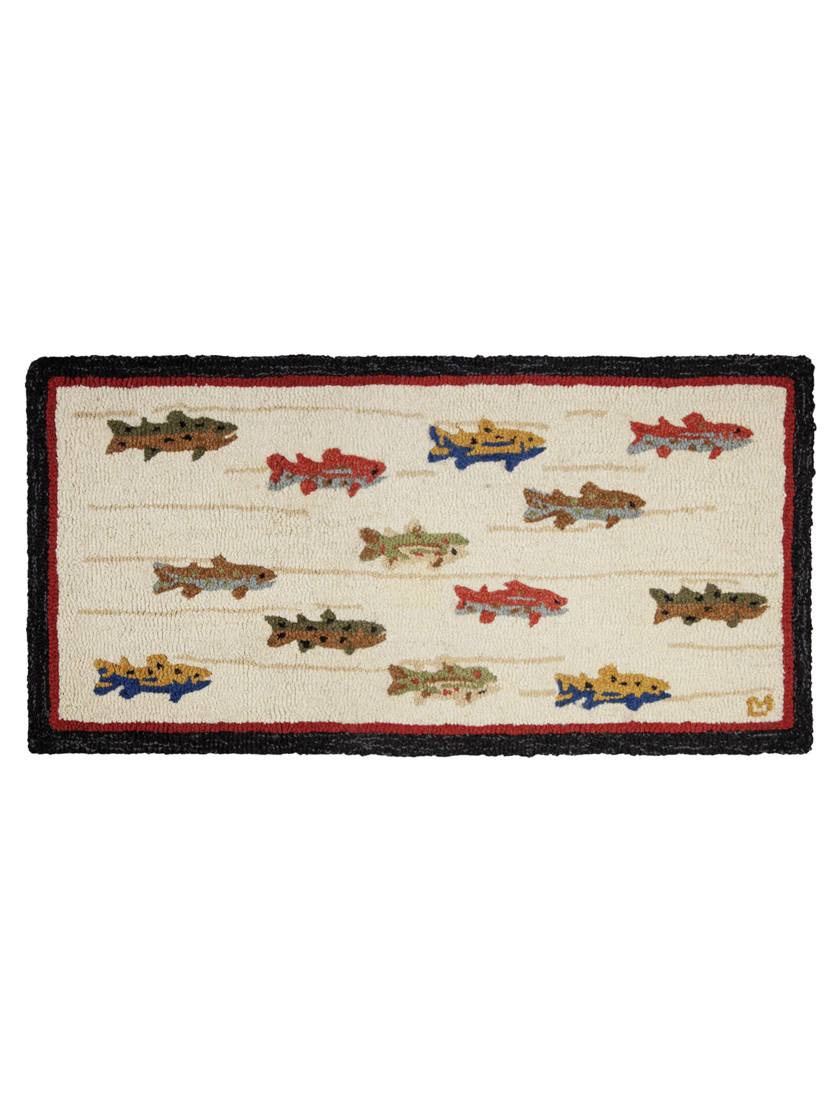 Summer Trout Hooked Wool Area Rug 48 x 24Weston Table