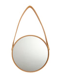 Tan Leather Round Hanging Mirror Medium Weston Table