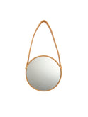 Tan Leather Round Hanging Mirror Small Weston Table