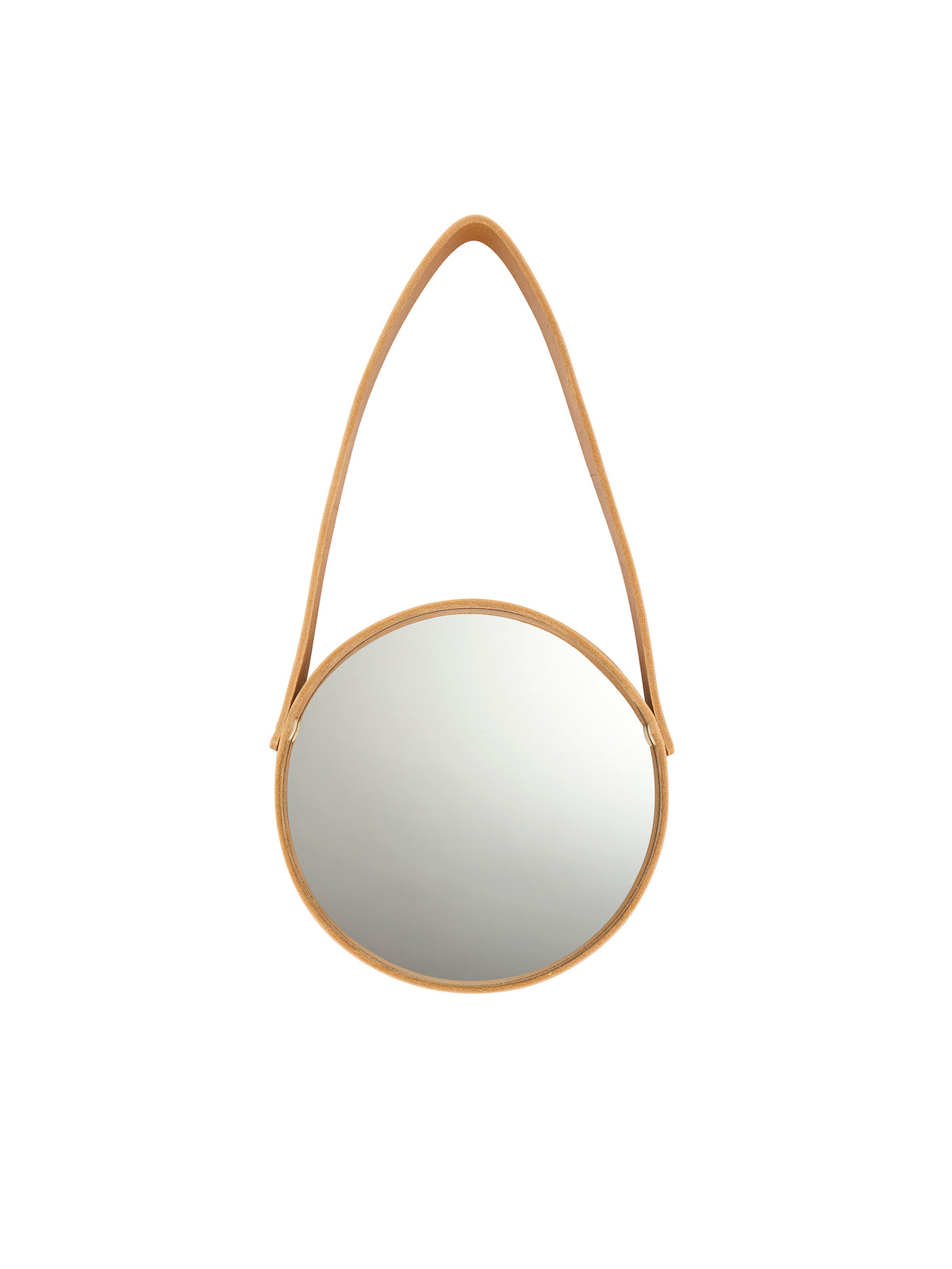 Tan Leather Round Hanging Mirror Small Weston Table