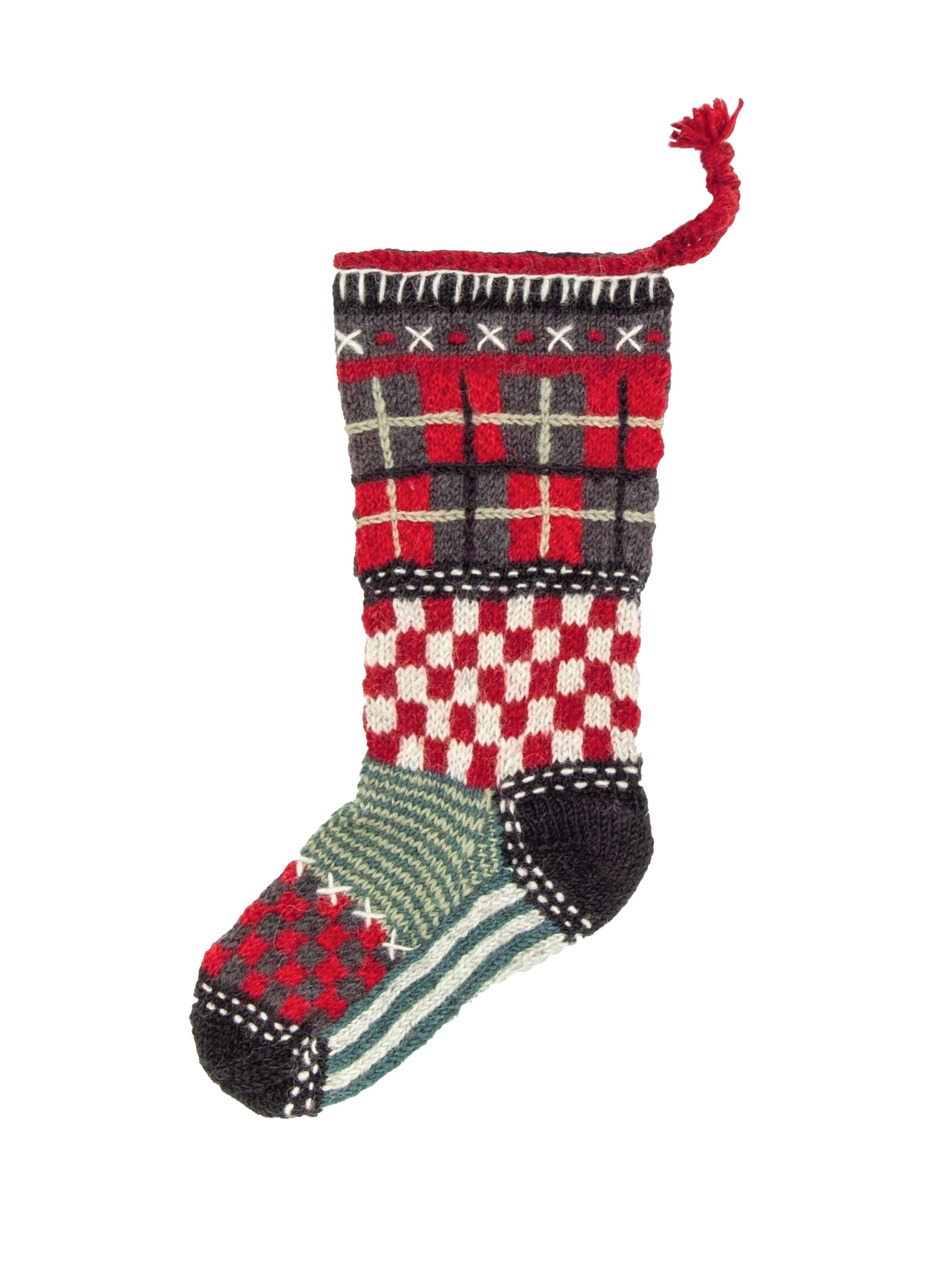 Houndstooth online Vintage Style Christmas Stocking