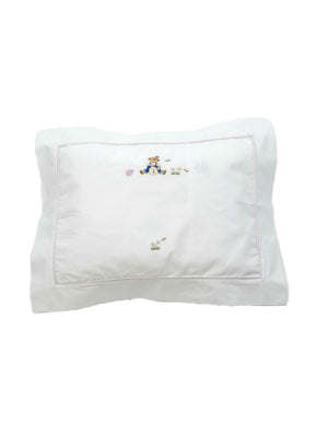  Teddy Bear Blue Embroidered Pillow Weston Table 