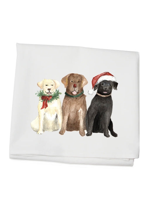 Three Labs Merry Christmas Flour Sack Towel