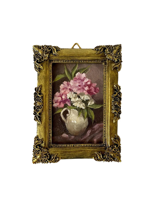 Tiny Peonies Gold Framed Painting Weston Table