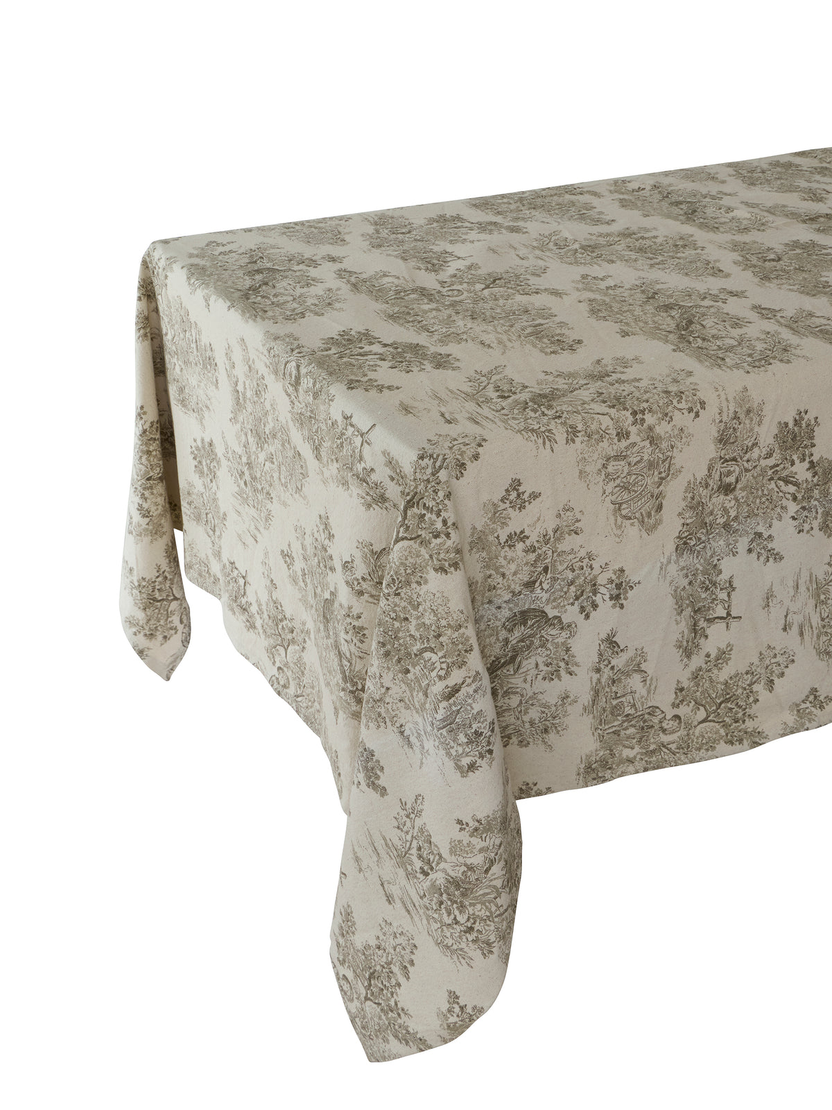 Toile de Jouy Ficelle Tablecloth 59x138 Weston Table