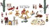 Collection of toys from The Weston Table Toy Shop on a transparent background