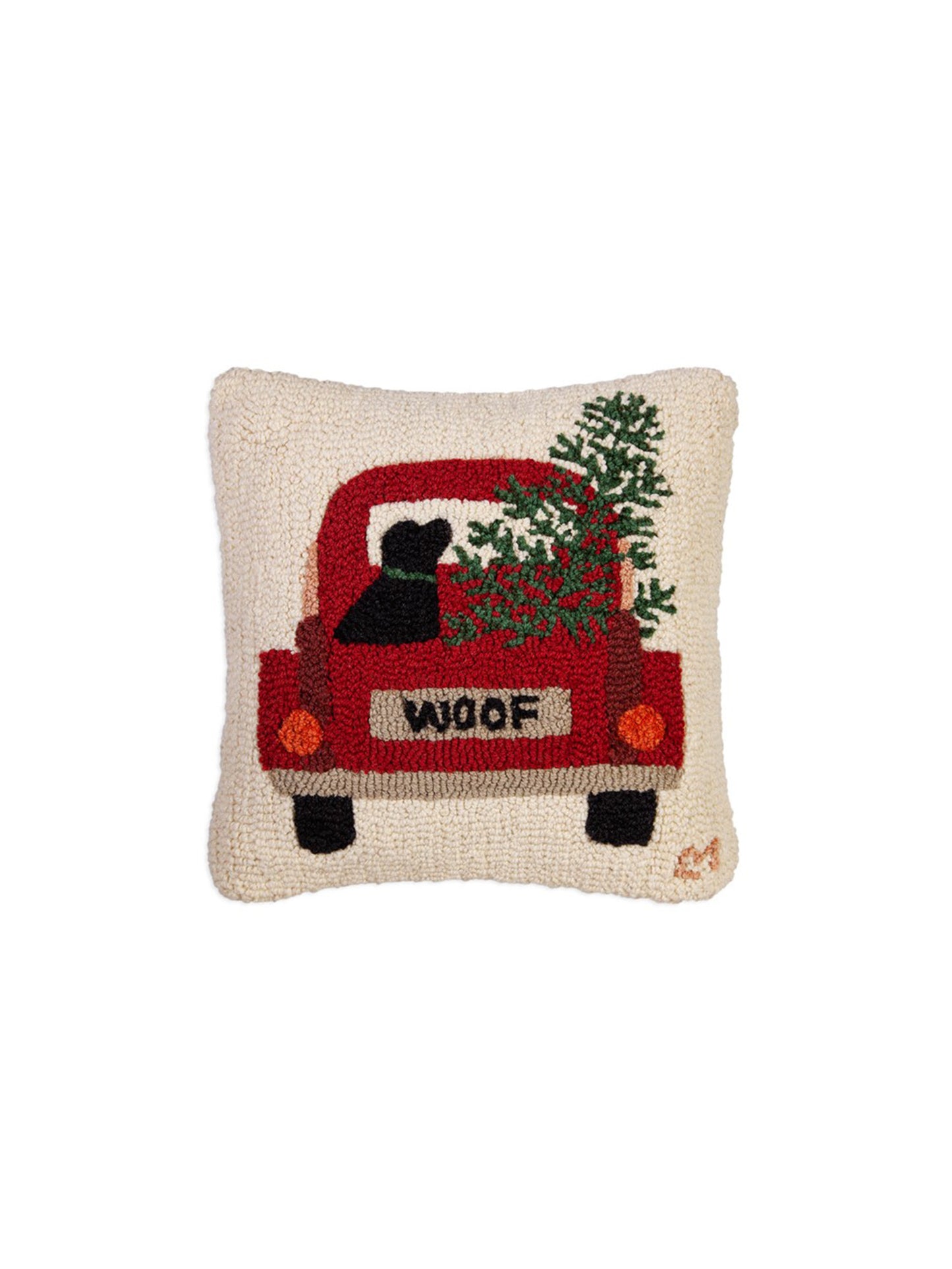 Tree Truck Lab Hooked Wool Square Pillow Weston Table
