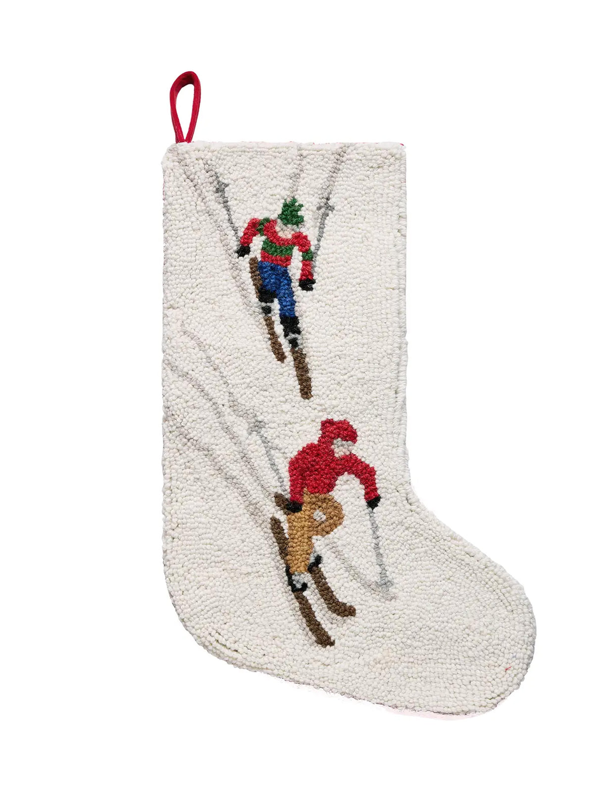 Two Downhill Skiers Hook Stocking Weston Table