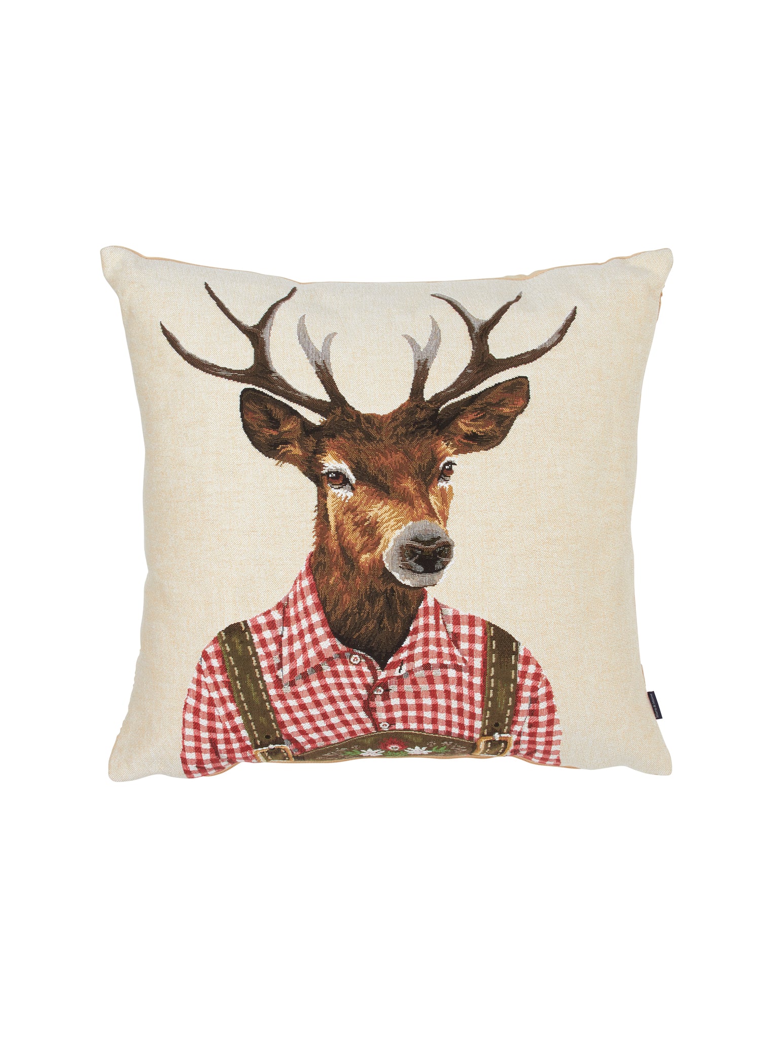 Tyrolean Deer Pillow Red Facing Right Weston Table