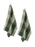 Vermont Forest Check Linen Kitchen Towels Set of Two Weston Table