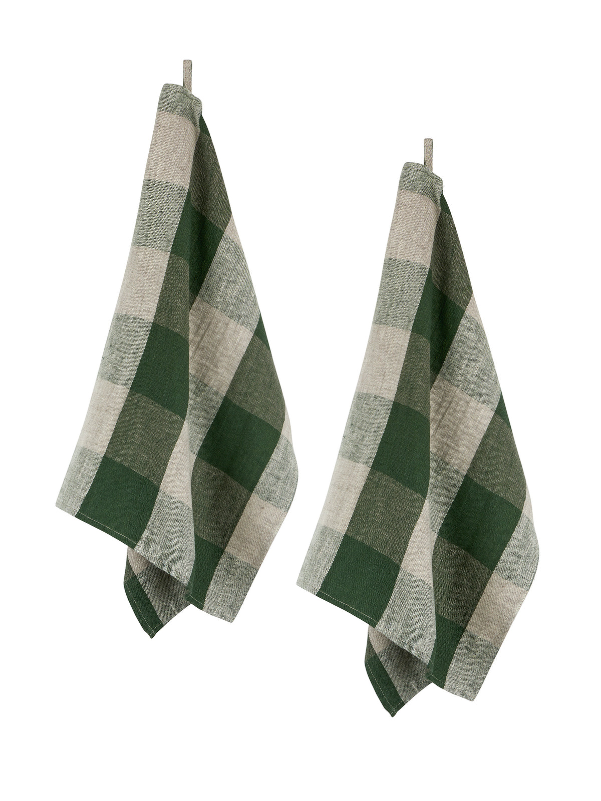 Vermont Forest Check Linen Kitchen Towels Set of Two Weston Table