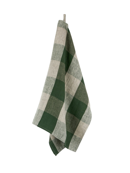 Vermont Forest Check Linen Kitchen Towels Set of Two Weston Table
