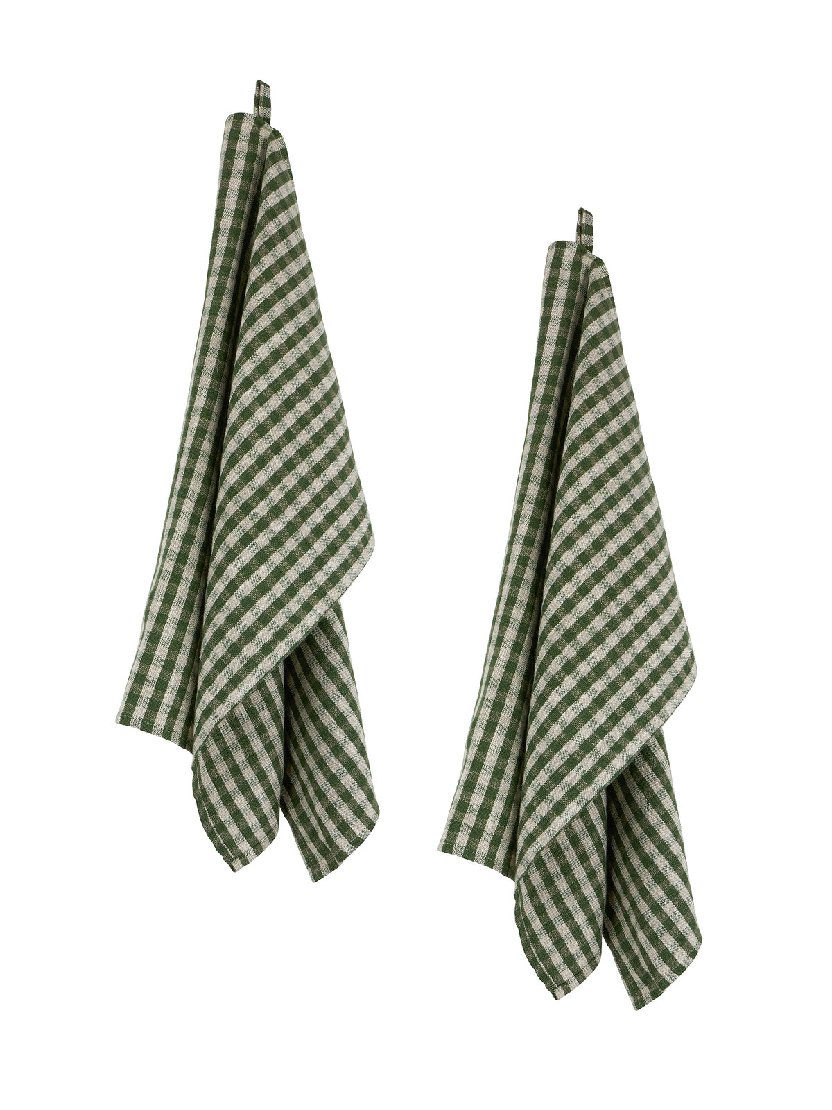 Vermont Forest Gingham Linen Kitchen Towels Set of Two Weston Table