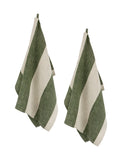 Vermont Forest Striped Linen Kitchen Towels Set of Two Weston Table