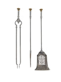 Vintage 1820s English Brass Top Fireplace Tool Set Weston Table