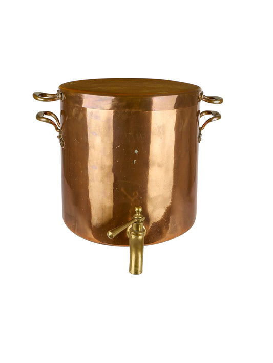 Vintage 1820s English Copper Lidded Stock Pot with Spout Weston Table