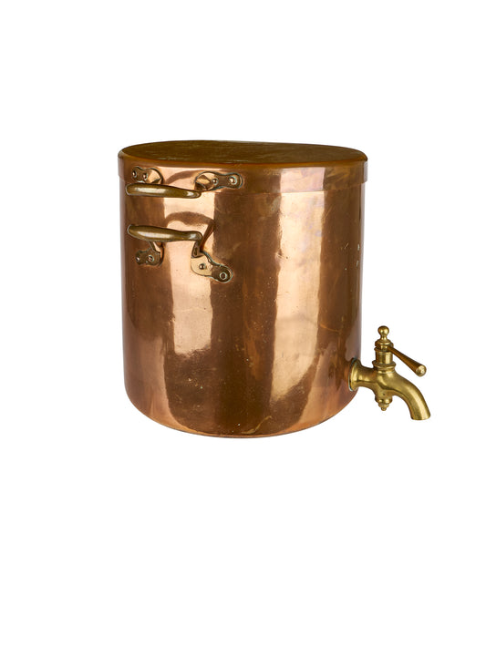 Vintage 1820s English Copper Lidded Stock Pot with Spout Weston Table