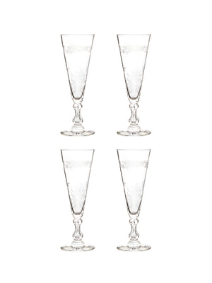  Vintage 1880s Crystal French Champagne Flutes Set of Four Weston Table 