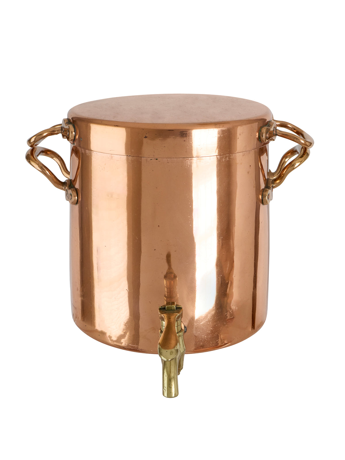 Vintage 1830s English Copper Lidded Stock Pot with Spout Weston Table