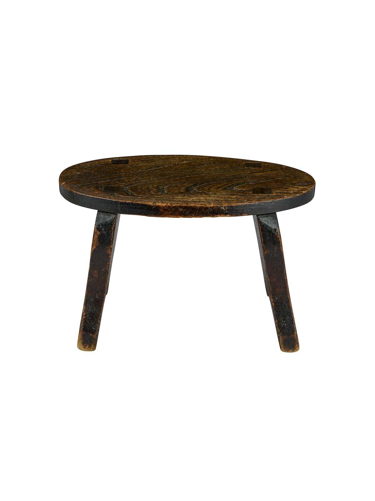 Vintage 1830s English Elm Small Oval Stool Weston Table