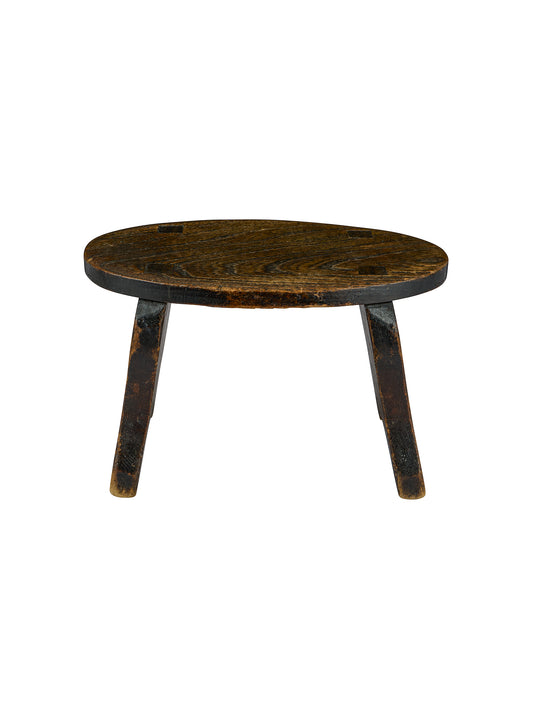 Vintage 1830s English Elm Small Oval Stool Weston Table 