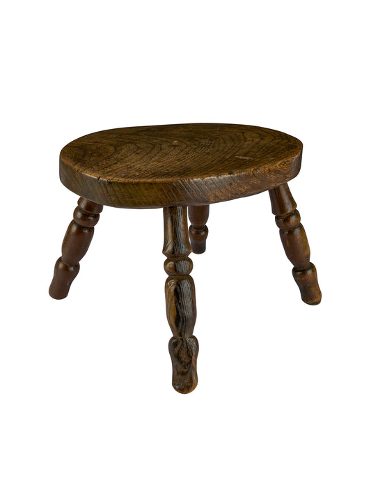 Vintage 1830s English Oval Elm Small Stool Weston Table