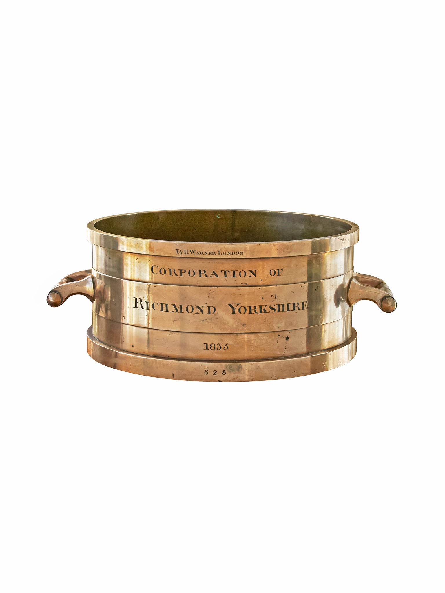 Vintage 1835 Yorkshire Imperial Half Bushel Bronze Measure Weston Table