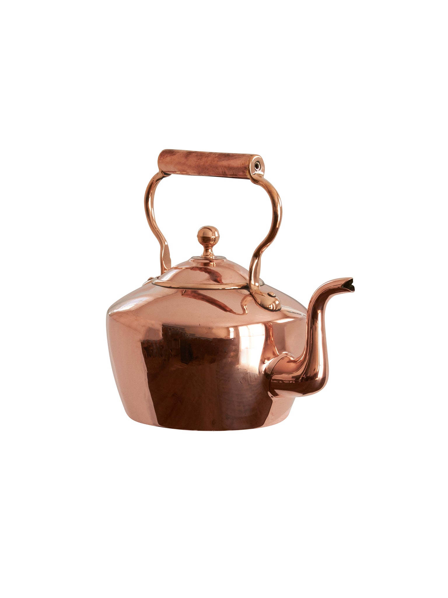 Vintage 1840s English Copper Kettle with Ball Finial Weston Table