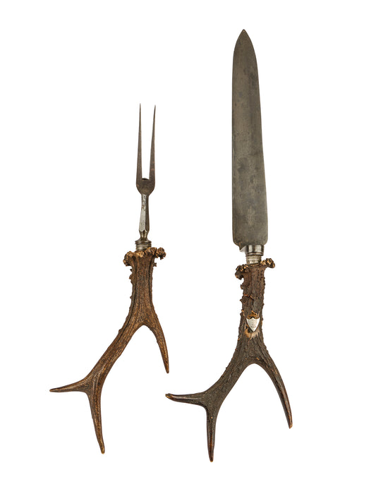Vintage 1840s Scottish Antler Carving Set Weston Table