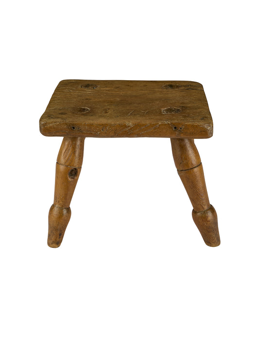Vintage 1850s English Beechwood Stool Weston Table