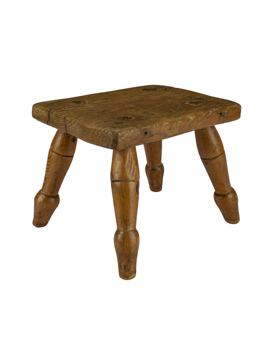 Vintage 1850s English Beechwood Stool Weston Table