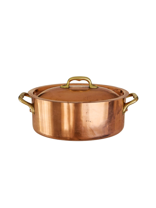 Vintage 1850s French Oval Lidded Copper Braiser Weston Table