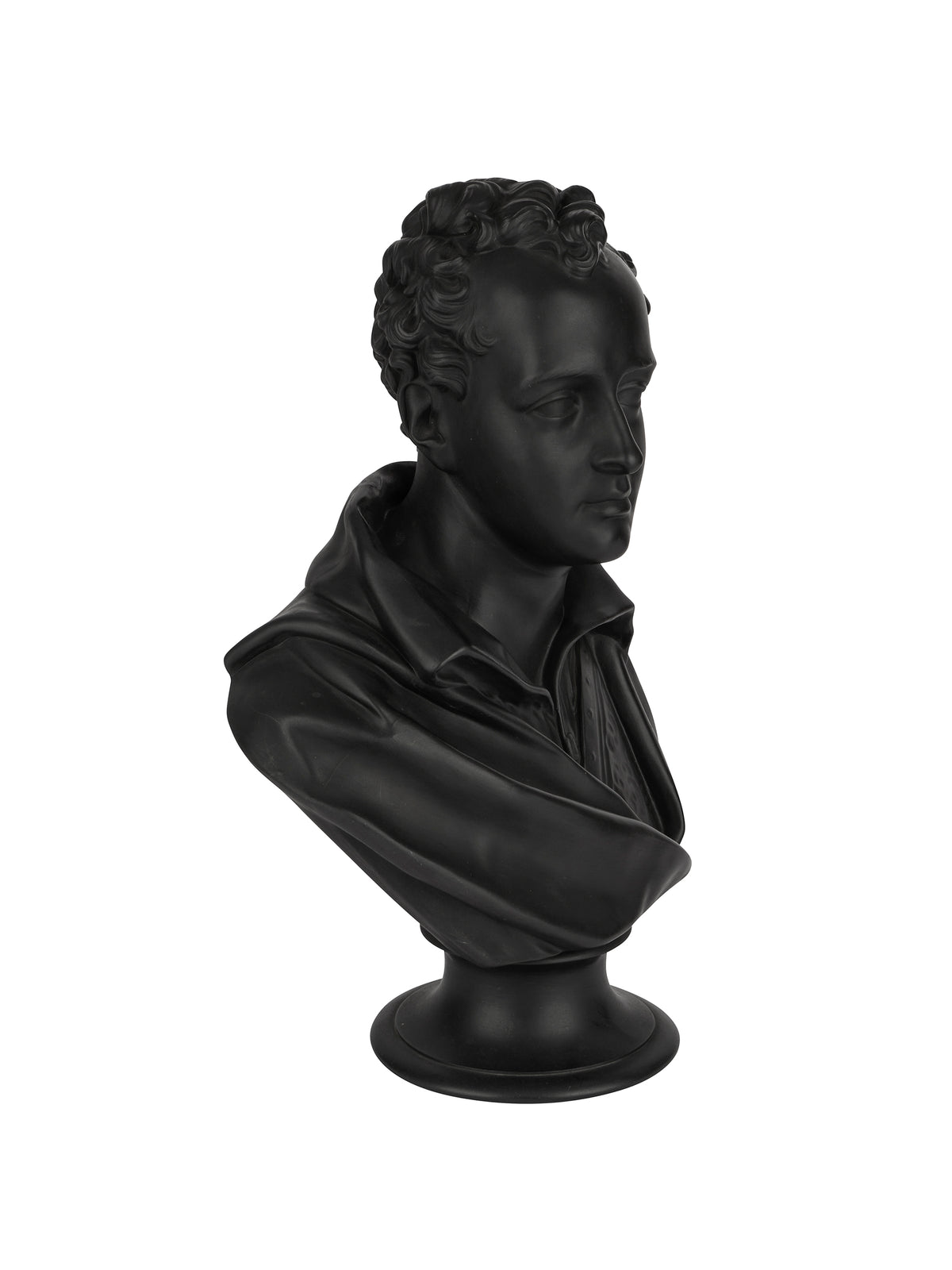 Vintage 1860 Wedgwood Lord Byron Black Basalt Bust Weston Table