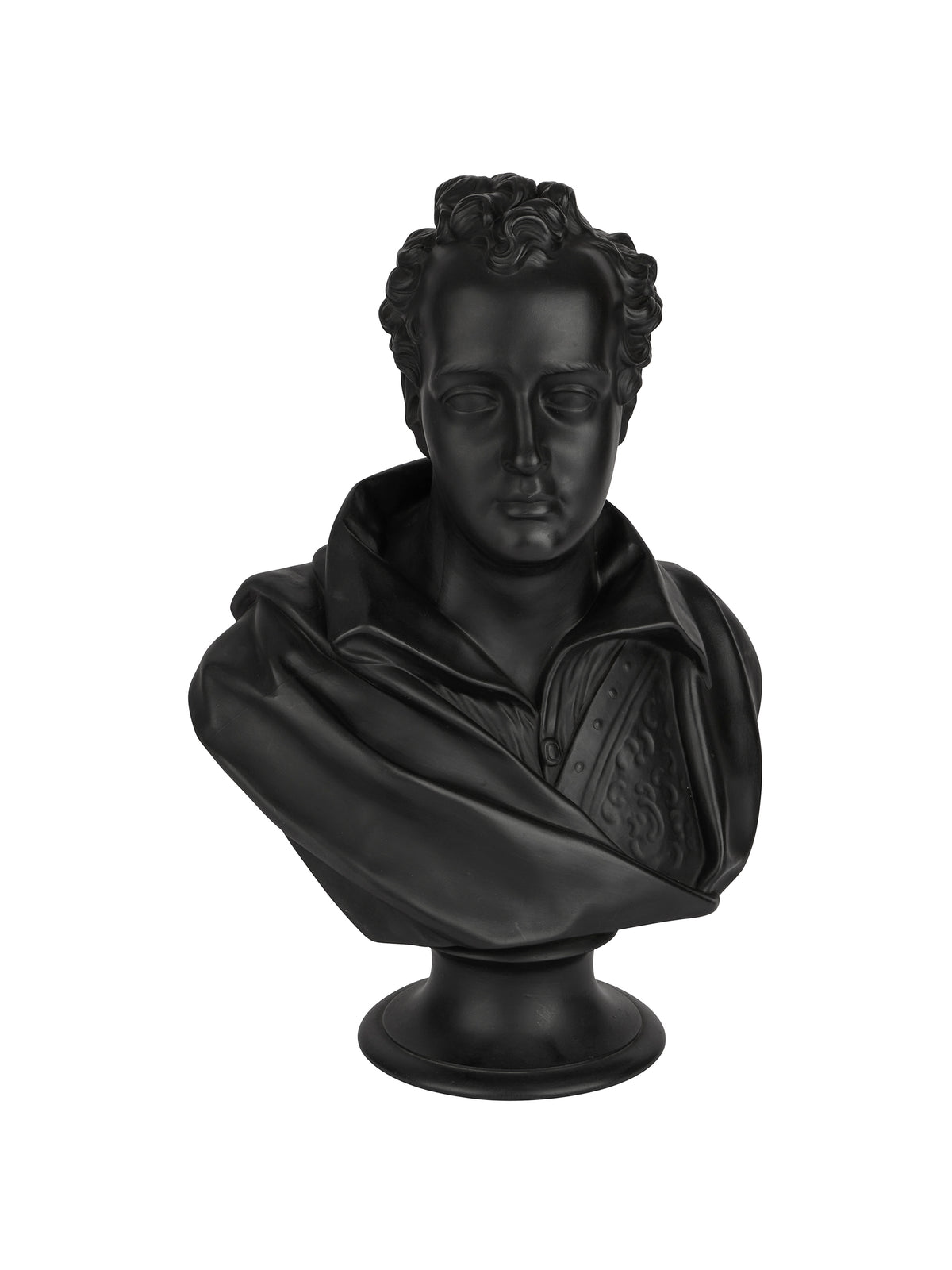 Vintage 1860 Wedgwood Lord Byron Black Basalt Bust Weston Table