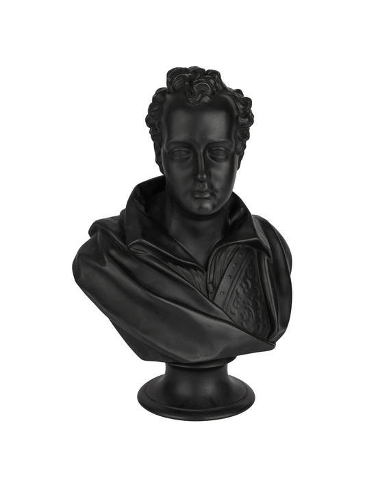Vintage 1860 Wedgwood Lord Byron Black Basalt Bust Weston Table