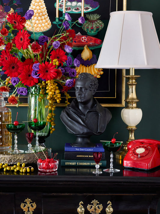 Vintage 1860 Wedgwood Lord Byron Black Basalt Bust Weston Table