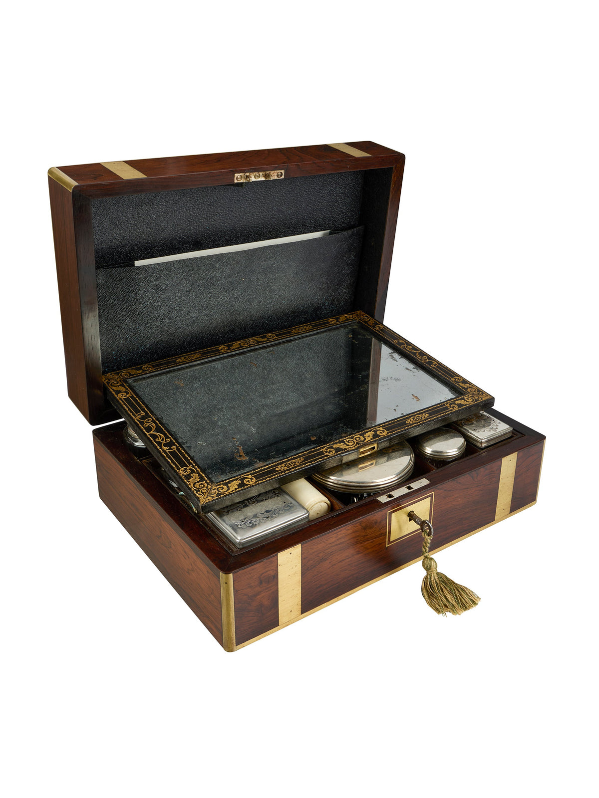 Vintage 1860s English Wood Vanity Traveling Case Weston Table