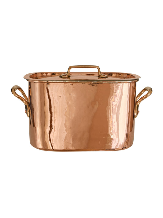 Vintage 1860s French Rectangular Lidded Copper Casserole with Drainer Weston Table