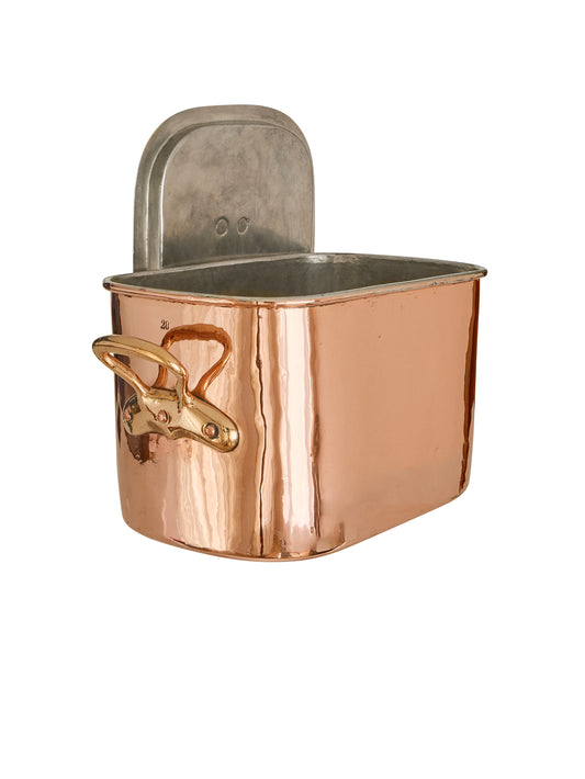 Vintage 1860s French Rectangular Lidded Copper Casserole with Drainer Weston Table