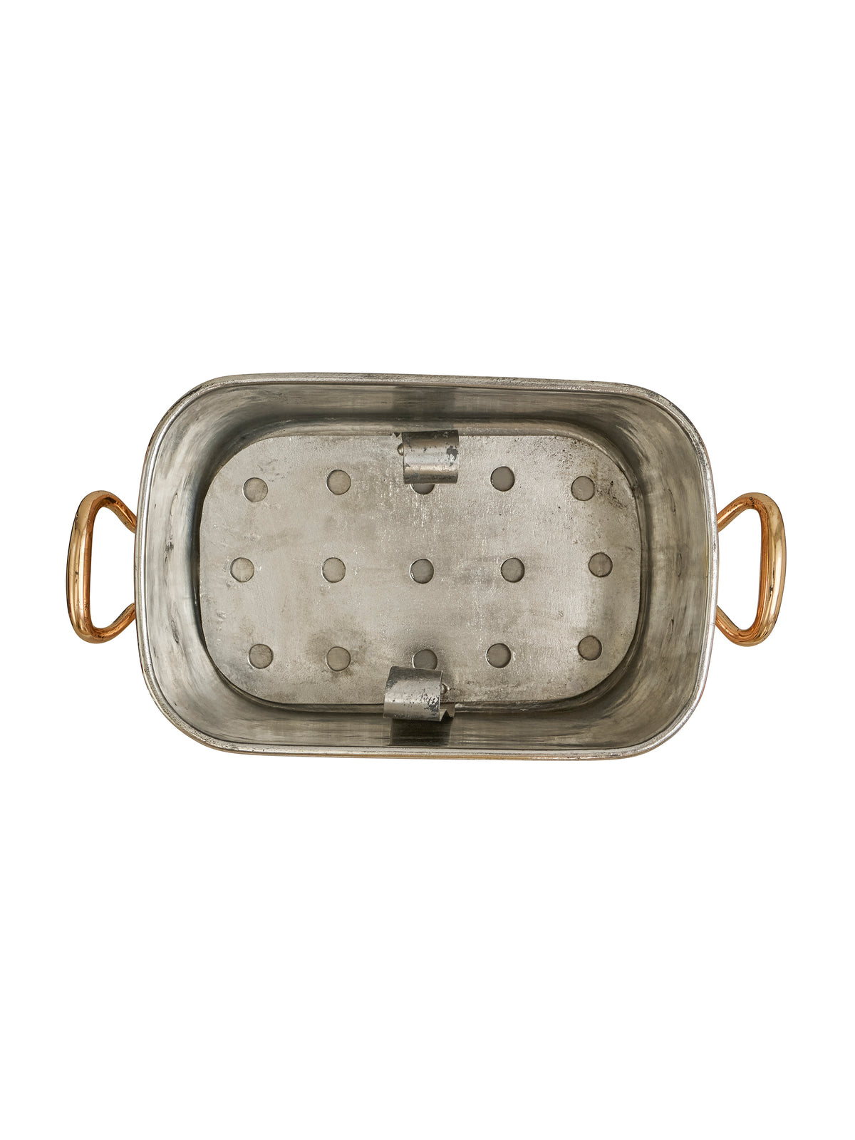 Vintage 1860s French Rectangular Lidded Copper Casserole with Drainer Weston Table